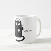Personalisierter niedlicher Engels-schwarze Katze Kaffeetasse (VorderseiteRechts)