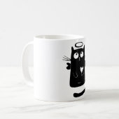 Personalisierter niedlicher Engels-schwarze Katze Kaffeetasse (Vorderseite Links)