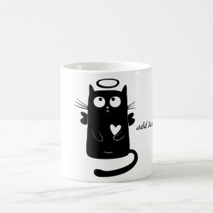 Personalisierter niedlicher Engels-schwarze Katze Kaffeetasse