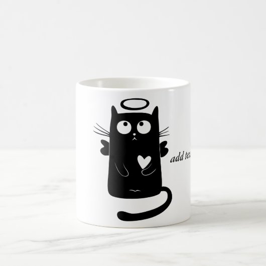 Personalisierter niedlicher Engels-schwarze Katze Kaffeetasse (Mittel)