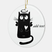 Personalisierter niedlicher Engels-schwarze Katze Keramik Ornament (Links)