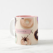 Personalisierter Niedlicher Fall Halloween Donut S Zweifarbige Tasse (Vorderseite Links)