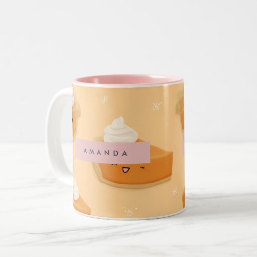 Personalisierter Niedlicher Fall Pumpkin Pie Whipp Zweifarbige Tasse (Vorderseite Links)