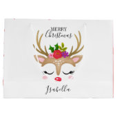 Personalisierter Niedlicher Feiertag Rentier Weihn Große Geschenktüte (Rückseite)