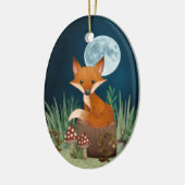 Personalisierter Niedlicher Fox und Vollmond Weihn Keramik Ornament (Links)
