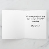 PERSONALISIERTER niedlicher Frauen-Bustreiber Dankeskarte (Innenseite)