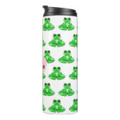 Personalisierter Niedlicher Frosch | Name im Herze Thermosbecher (Nach rechts gedreht)