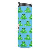 Personalisierter Niedlicher Frosch | Name im Herze Thermosbecher (Nach rechts gedreht)