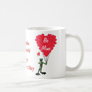 Personalisierter niedlicher Frosch Valentinstag Kaffeetasse