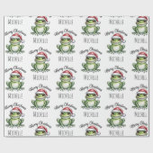 Personalisierter Niedlicher Frosch Weihnachtsmannm Geschenkpapier (Flach)