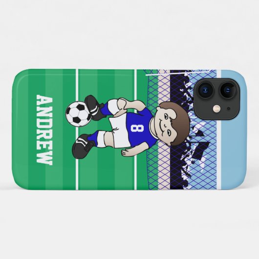 Personalisierter niedlicher Fußballjunge Case-Mate iPhone Hülle (Rückseite (Horizontal))