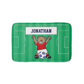 Personalisierter Niedlicher Fußballteddybär (rot) Badematte (Vorderseite)