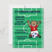 Personalisierter Niedlicher Fußballteddybär (rot) Einladung (Rückseite)