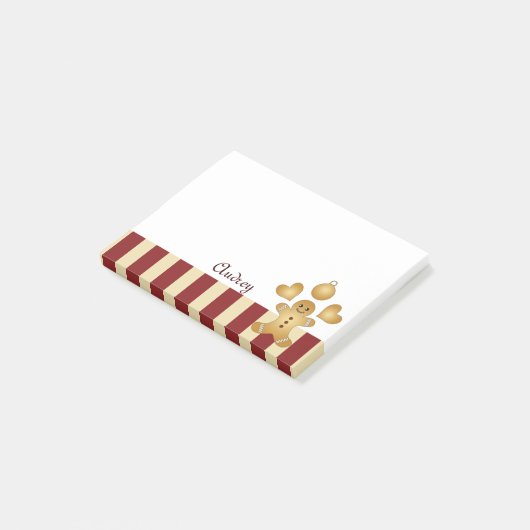 Personalisierter Niedlicher Gingerbrei Mann Weihna Post-it Klebezettel (angewinkelt)