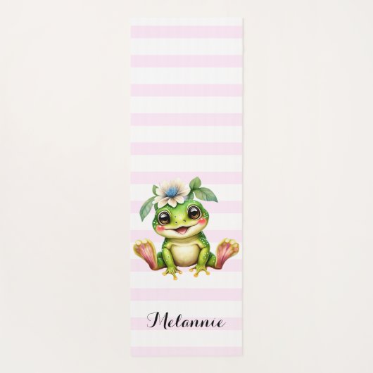 Personalisierter Niedlicher Girly Frog Yogamatte (Rückseite)