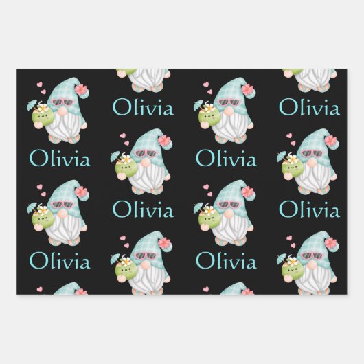 Personalisierter Niedlicher Gnome - Weihnachten Geschenkpapier Set (Vorderseite 3)