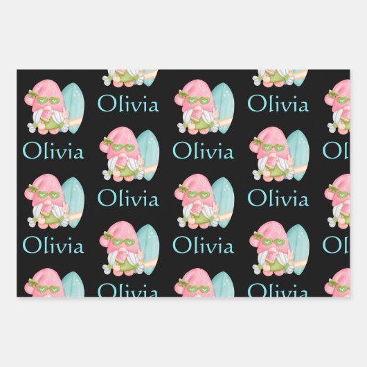 Personalisierter Niedlicher Gnome - Weihnachten Geschenkpapier Set (Vorderseite 2)