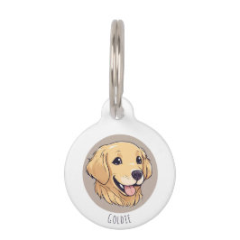 Personalisierter Niedlicher Golden Retriever Haustiermarke