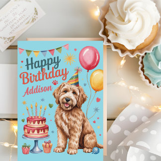 Personalisierter Niedlicher Goldendoodle Geburtsta Karte