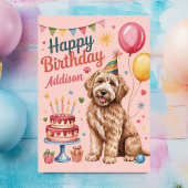 Personalisierter Niedlicher Goldendoodle Geburtsta Karte