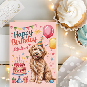 Personalisierter Niedlicher Goldendoodle Geburtsta Karte
