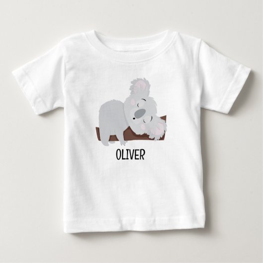 Personalisierter Niedlicher Graubär Baby T-shirt (Vorderseite)