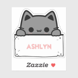Personalisierter Niedlicher Graukatze Aufkleber