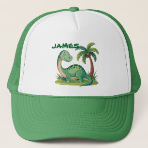 Personalisierter Niedlicher grüner Dinosaurier. Pa Truckerkappe
