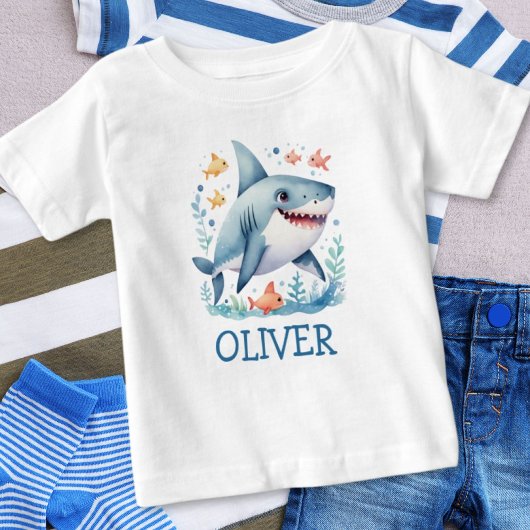 Personalisierter Niedlicher Hai Baby T-shirt