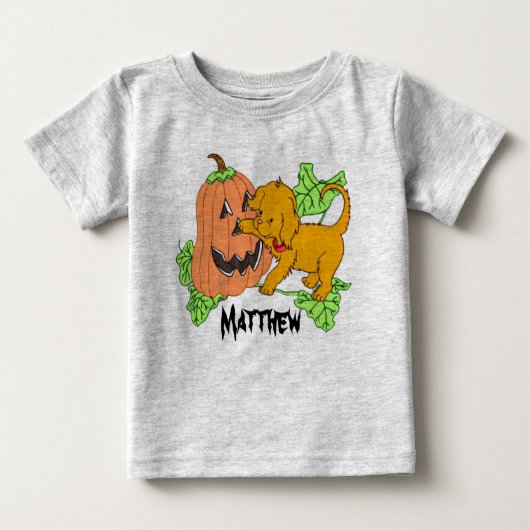 Personalisierter Niedlicher Halloween-Kürbis Baby T-shirt (Vorderseite)