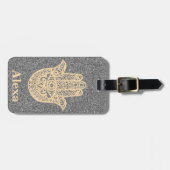 Personalisierter Niedlicher Hamam Hand Glitzer Sil Gepäckanhänger (Vorderseite horizontal)