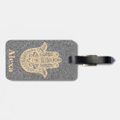 Personalisierter Niedlicher Hamam Hand Glitzer Sil Gepäckanhänger (Rückseite horizontal)
