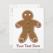 Personalisierter Niedlicher Holiday Gingerbrot Man Feiertagspostkarte (Vorne/Hinten)
