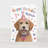 Personalisierter Niedlicher Hund 7. Geburtstagskar Karte (Vorderseite)