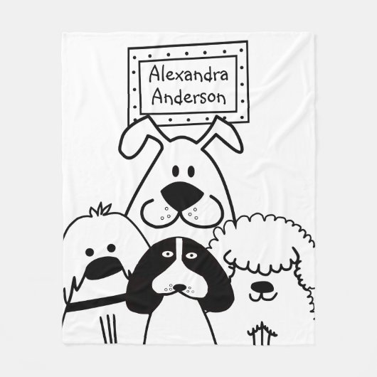 Personalisierter Niedlicher Hund Doodle Fleecedecke (Vorderseite)
