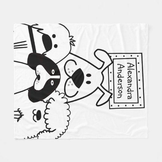 Personalisierter Niedlicher Hund Doodle Fleecedecke (Vorderseite (Horizontal))