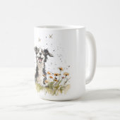 Personalisierter Niedlicher Hund mit Wildblumen Kaffeetasse (VorderseiteRechts)