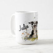 Personalisierter Niedlicher Hund mit Wildblumen Kaffeetasse (Vorderseite Links)