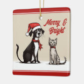 Personalisierter Niedlicher Hund und Katze Weihnac Keramikornament (Links)