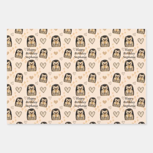 Personalisierter Niedlicher Igel - Geschenkpapier (Vorderseite 2)