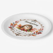 Personalisierter Niedlicher Igel Glückwunsch Ernte Pappteller (Schrägansicht)