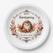 Personalisierter Niedlicher Igel Glückwunsch Ernte Pappteller (Vorderseite)