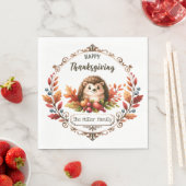 Personalisierter Niedlicher Igel Glückwunsch Ernte Serviette (Beispiel)