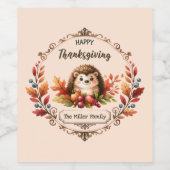 Personalisierter Niedlicher Igel Glückwunsch Ernte Weinetikett (Einzelnes Label)