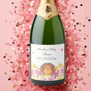 Personalisierter Niedlicher Igel Kinderdusche Schaumweinetikett