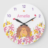 Personalisierter Niedlicher Igel Kinderzimmer Schl Große Wanduhr (Vorderseite)