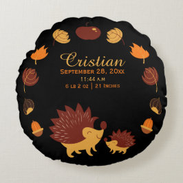 Personalisierter Niedlicher Igel Neue Baby-Geburts Rundes Kissen