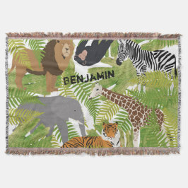 Personalisierter Niedlicher Jungle Animals Safari  Decke
