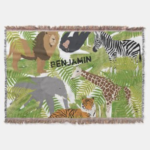 Personalisierter Niedlicher Jungle Animals Safari  Decke