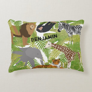 Personalisierter Niedlicher Jungle Animals Safari Dekokissen